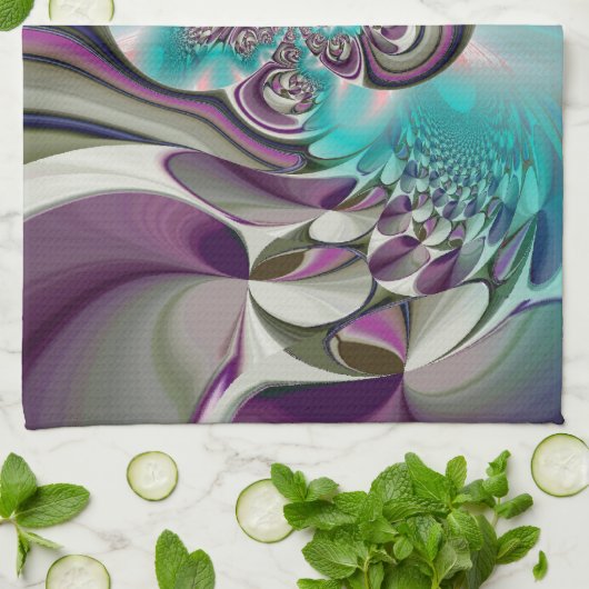 Schöne Angelic Lila und Cyan Abstrakt Print Geschirrtuch (Gefaltet)