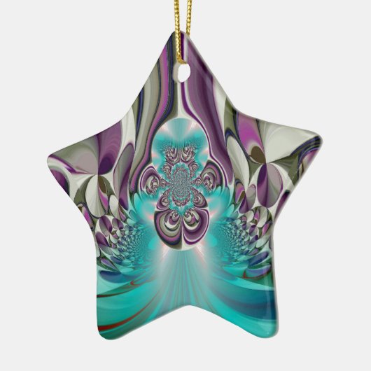 Schöne Angelic Lila und Cyan Abstrakt Print Keramik Ornament (Links)