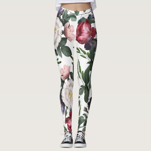 Schöne angesagte romantische Rose-Illustration Leggings (Vorderseite)