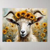Schöne Angora Ziege im Sonnenblumen Fields Poster (Vorne)