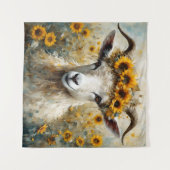 Schöne Angora Ziege im Sonnenblumen Fields Wandteppich (Vorderseite (Horizontal))