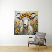 Schöne Angora Ziege im Sonnenblumen Fields Wandteppich (Beispiel)