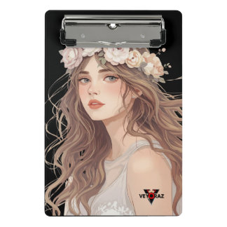 Schöne Anime-Blumen-Girl – Sanfte Pastell-Ästhetik Mini Klemmbrett