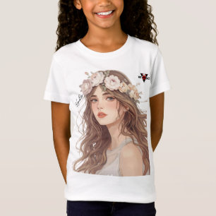 Schöne Anime-Blumen-Girl – Sanfte Pastell-Ästhetik T-Shirt