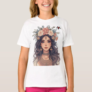 Schöne Anime-Blumen-Girl – Sanfte Pastell-Ästhetik T-Shirt