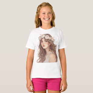 Schöne Anime-Blumen-Girl – Sanfte Pastell-Ästhetik T-Shirt