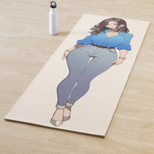 Schöne Anime-Frau Yogamatte