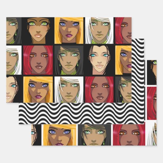 Schöne Anime Girls Geschenkpapier Set (Set)