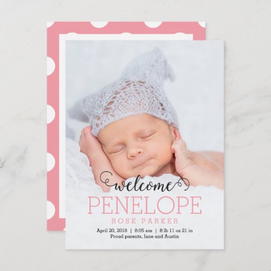 SCHÖNE Ankündigung der modernen Geburt (Vorne/Hinten)