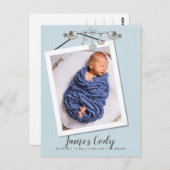 Schöne Ankündigung in Blue Frame Foto Postkarte (Vorne/Hinten)