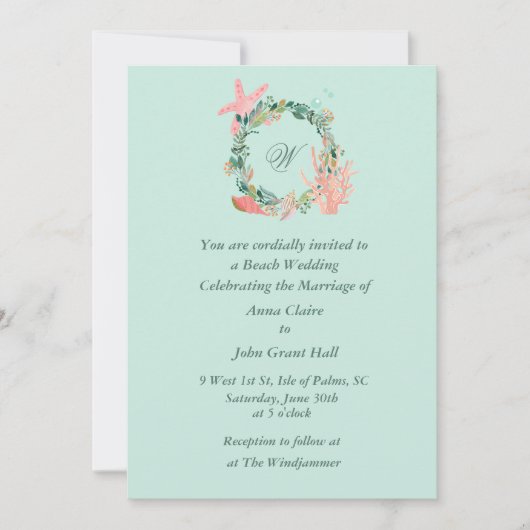 Schöne Ankündigung von Hochzeiten am Strand | Cust (Vorderseite)