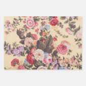Schöne antike Blumen Beige Geschenkpapier Set (Vorderseite 3)