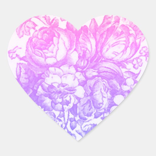 Schöne antike Blumen Herz-Aufkleber (Vorderseite)