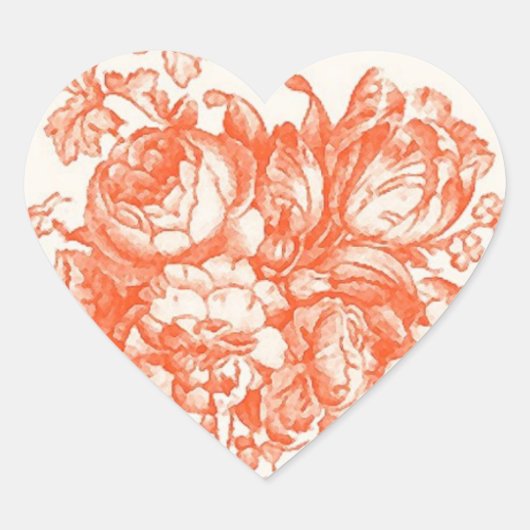 Schöne antike Blumen Herz-Aufkleber (Vorderseite)