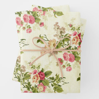 Schöne antike Blumenwappenpapiere Geschenkpapier Set