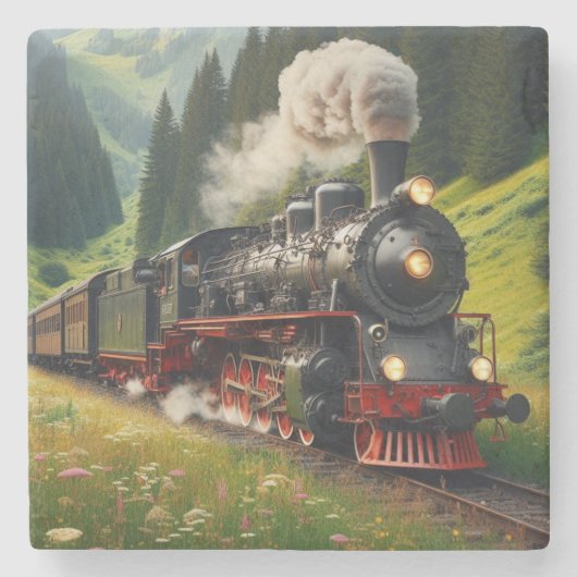 Schöne antike Dampflokomotive Motor Steinuntersetzer (Vorderseite)