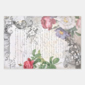 Schöne antike Flora Ephemera Decoupage Geschenkpapier Set (Vorderseite 3)