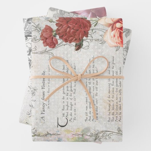 Schöne antike Flora Ephemera Decoupage Geschenkpapier Set (Beispiel)