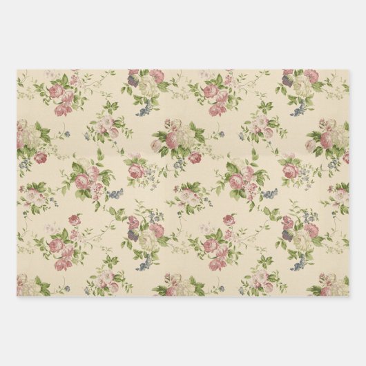 Schöne antike Flora Geschenkpapier Set (Vorderseite 3)