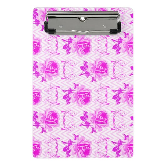 Schöne antike lila Blumenmuster Mini Klemmbrett (Vorderseite)
