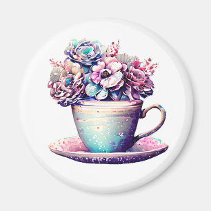 Schöne antike Teetasse mit Vintage-Blumen Magnet
