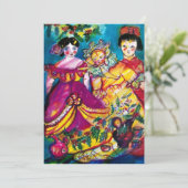 SCHÖNE ANTIQUE DOLLS, rot-blau lila gelb Einladung (Stehend Vorderseite)