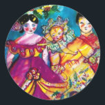 SCHÖNE ANTIQUE DOLLS RUNDER AUFKLEBER<br><div class="desc">Farbenfrohe und skurrile Puppen mit Weihnachtsschmuck ,  Aquarellmalerei von Bulgan Lumini (c).</div>