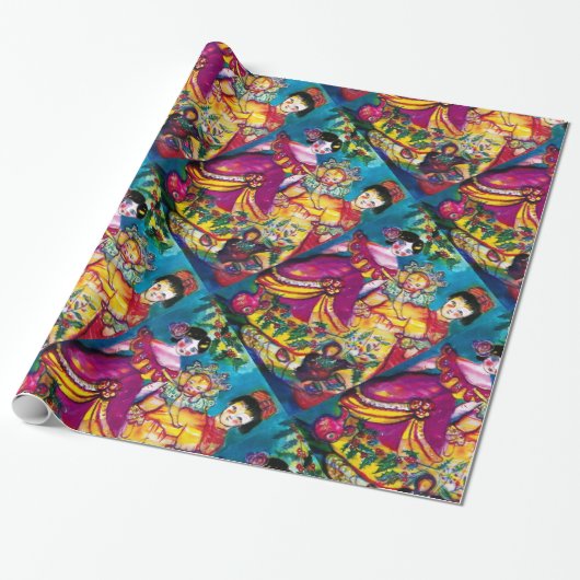 SCHÖNE ANTIQUE DOLLS UND CHRISTMAS ORNAMENS GESCHENKPAPIER (Ungerollt)