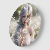 Schöne April Fairy in Daisies Große Wanduhr (Winkel)