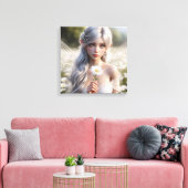 Schöne April Fairy in Daisies Leinwanddruck (Insitu (Wohnzimmer))