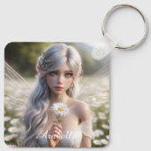 Schöne April Fairy in Daisies Schlüsselanhänger (Rückseite)