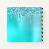 Schöne Aqua Blue Minze & Türkis Glitzer Tropfen Notizblock (Rückseite)