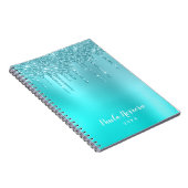 Schöne Aqua Blue Minze & Türkis Glitzer Tropfen Notizblock (Rechte Seite)