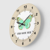 Schöne Aqua & Gold Butterfly Große Wanduhr (Winkel)
