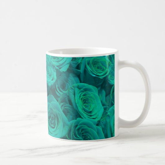 Schöne aquamarine grüne Rose aquamarine Blume Kaffeetasse (Rechts)