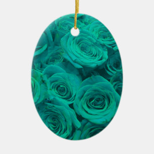 Schöne aquamarine grüne Rose aquamarine Blume Keramik Ornament