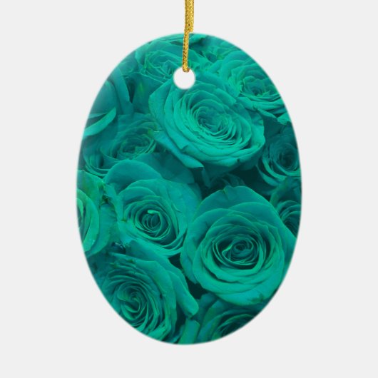 Schöne aquamarine grüne Rose aquamarine Blume Keramik Ornament (Vorne)