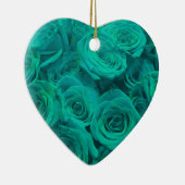 Schöne aquamarine grüne Rose aquamarine Blume Keramikornament (Rechts)