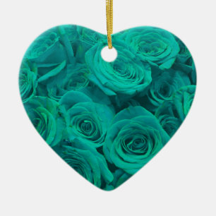 Schöne aquamarine grüne Rose aquamarine Blume Keramikornament
