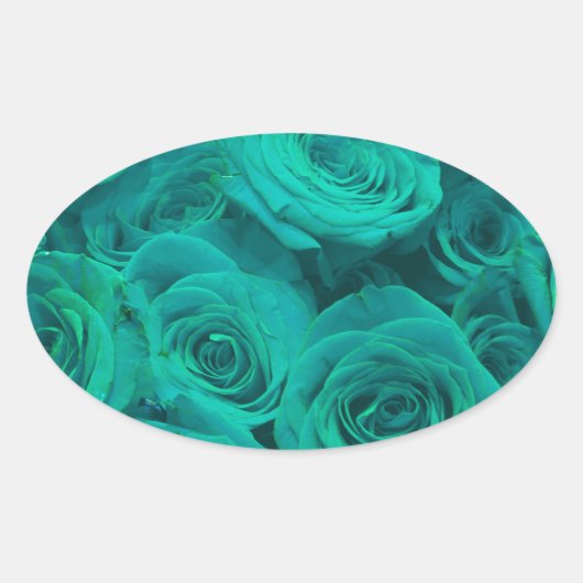 Schöne aquamarine grüne Rose aquamarine Blume Ovaler Aufkleber (Vorderseite)