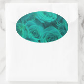 Schöne aquamarine grüne Rose aquamarine Blume Ovaler Aufkleber (Tasche)