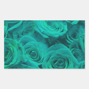 Schöne aquamarine grüne Rose aquamarine Blume Rechteckiger Aufkleber