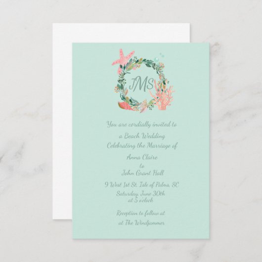 Schöne Aquamarine Hochzeitsankündigungen | Custom Einladung (Vorne/Hinten)