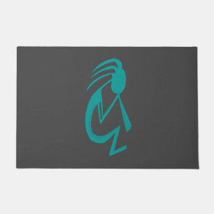 Schöne Aquamarine Kokopelli-Malerei Fußmatte