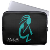 Schöne Aquamarine Kokopelli-Malerei Laptopschutzhülle (Vorderseite)