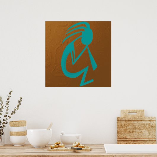 Schöne Aquamarine Kokopelli-Malerei Poster (Küche)