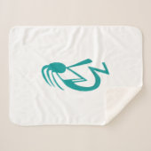 Schöne Aquamarine Kokopelli-Malerei Sherpadecke (Vorderseite (Horizontal))