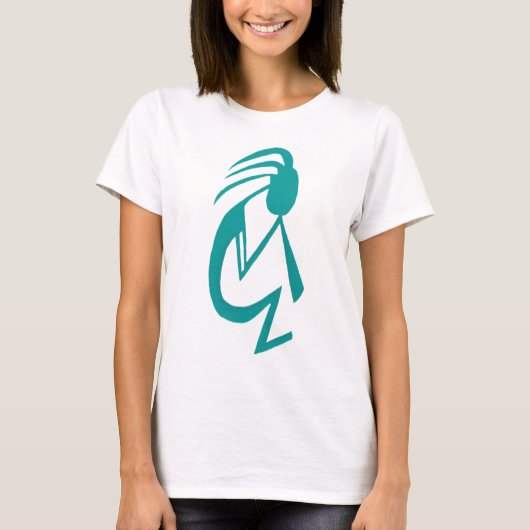 Schöne Aquamarine Kokopelli-Malerei T-Shirt (Vorderseite)