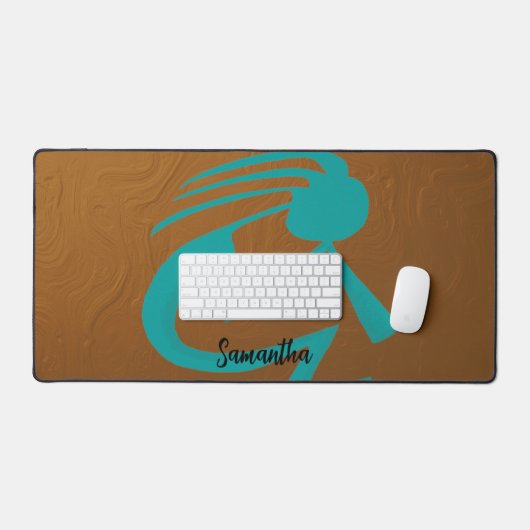 Schöne Aquamarine Kokopelli Schreibtischunterlage (Tastatur & Maus)