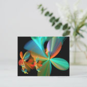 Schöne Aquamarine Orange Fraktal Art Blume Petals Postkarte (Stehend Vorderseite)